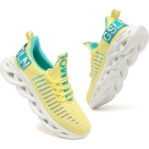 Men's Yellow Blue Casual Running Walking Gym Tennis Cross Trainer Sneakers Shoes